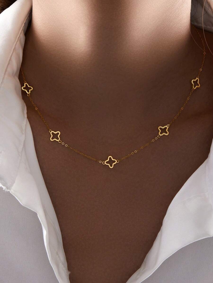 SYMFNY 1 pezzo Collana in argento 925 elegante e affascinante con quadrifoglio cavo, adatta per l'uso quotidiano delle donne, regali per festività, accessori per feste, gioielli accattivanti