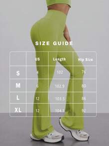 FWH Fashionable Casual Minimalist Lifting Peach Butt Elegant Street Vintage Slimming Low-Key Luxury Elongating Leg Lines Classic Simple High-End Slimming High-Waisted Versatile Flared Pants, New European Style Waist Cinching Fitness Wide Leg Yoga Leggings - Green - View 2