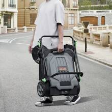 Walk-Behind Hand Push Floor Sweeper 25.6" Sweeping Width Floor Sweeper Manual Non-Electric 5-Gallon Waste Container Angle & Height Adjustable Folding Handle For Walkway Yard Garage Patio - Màu xám đen - Xem 10