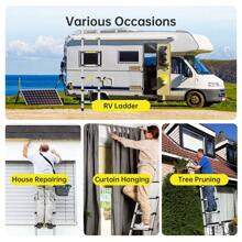 6.6 FT /12.5 Ft Telescoping Ladder, 330lbs Capacity Aluminum Extension Ladder With Locking Mechanism And Hook, Portable Folding Ladder, Multi-Purpose Collapsible Ladder For RV, Home, Office - 6.6ft - 查看 7
