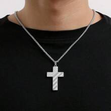 Semoya Golden/Silver/Black Cross Necklace Bible Verse Stainless Steel American Flag Pendant Chain For Men/Women Jewelry Gift - Khaki - View 8