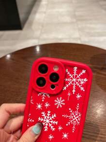 Coque de téléphone design flocon de neige, meilleur cadeau de nouvel an pour petite amie, petit ami, amis ou vous-même, compatible avec la série iPhone16, 15, 15Pro, 15ProMax, 14, 13, 12, 11, XsMax, automne/hiver - flocons de neige blancs rouges - Voir 5