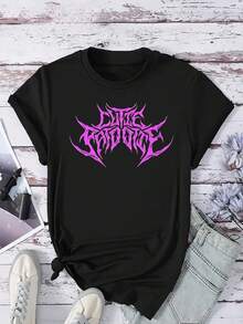 Payeah Women's Round Neck Graphic Printed Cutie Patootie Death Metal 220g Heavy Cotton Tee (1pcs) - 黑色 - 查看 1