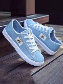Women's Sneakers, Canvas Sneakers, Casual Sneakers, Simple And Versatile. - 藍色 - 查看 3