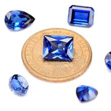 One 100% Lab Grown Sapphire Rectangle Cut Gemstone For Charms Advanced Jewelry Making Materials DIY - Blue - View 4