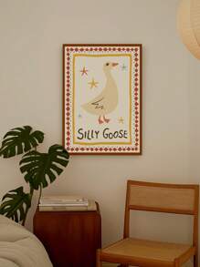 Silly Goose Print, Wall Art, Apartment Decor, Retro Wall Art, Quirky Wall,Nursery Art,Apartment,Bedroom,Living Room,Modern Home Decoration Unframed