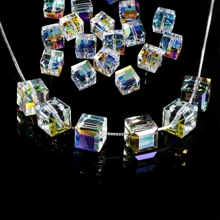 50 Pieces Crystal Cube Beads, 4/6/8mm Square Glass Beads For Jewelry Making, Clear Loose Beads Jewelry Crafts Making Supplies For DIY Bracelet Necklace Earring