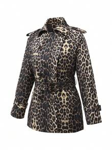 Risissida Women's Leopard Print Commuter Jacket - Lightweight Spring/Autumn Jacket, Regular Fit Comfortable And Fashionable Outerwear - Black - View 3