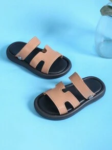 1 双 PU 婴儿凉鞋 幼儿拖鞋 软底耐磨婴儿学步鞋 - 棕色 - 查看 6