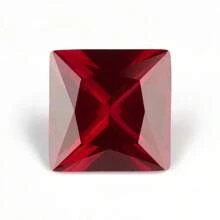 One 100% Lab Grown Ruby Princess Cut Gemstone For Charms Advanced Jewelry Making Materials DIY - Red - View 6