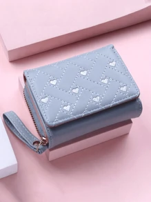 Ladies Wallet Fashion Embroidered Heart Zipper Coin Purse Short Multi-Card Tri-Fold Card Holder For Women Wallet Mini Wallet Purse Wallet Small Wallet - Multicolor - View 5