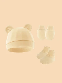 3 piezas de gorro, guantes y cubiertas para los pies de bebé, suaves y cálidos, adecuados para uso diario de recién nacidos niños y niñas. - Multicolor - Ver 9
