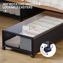 (2pcs Set) 19 Gallon Under Bed Storage Box With Wheels, Extended And Enlarged 36 Inch Under Bed Storage Box With Transparent Lid, Large Under Bed Rolling Storage Cabinet With Lid, Storage Box For Bedroom Clothes, Shoes, Toys, Books, Blankets 74BV - XXL(36吋x16.6吋x7.28吋) - 查看 7