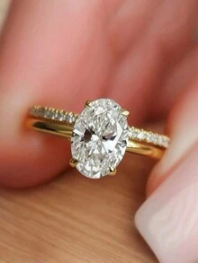 ESBERRY 2 件/套 S925 纯银闪耀订婚莫桑石戒指 女士结婚戒指 叠戴戒指 承诺戒指 永恒戒指 情人节奢华珠宝礼物