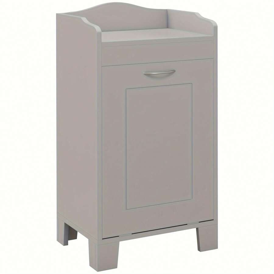 HOMCOM Cesto de lavandería abatible de 31", organizador independiente del hogar, gabinete de almacenamiento para el baño, color gris - Gris - Ver 1