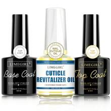 LIMEGIRL 15/10ml Gel Base Coat And Top Coat Set, Includes Cuticle Oil, 3pcs Gel Nail Polish Cuticle Care Set, No Wipe Base Coat, Glossy Top Coat And Nail Polish