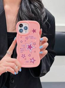 1 件五角星印花粉色和米色保护手机壳，适用于 17、17 Air、17 Pro、17 Pro Max、16 Pro Max、14/13、12、11 Pro Max、XS Max、X、XR、8、7、6S、Plus、Mini 和 Galaxy A13 4G、S21 FE 5G、A15、A21S、A34、A12、A50、S21、A71，适合作为生日礼物，送给女朋友、男朋友或个人使用 - 粉色 - 查看 5