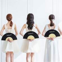 1/5pcs Bride Bridesmaid Hand Fan DIY Blank White Paper Bamboo Folding Fan Outdoor Wedding Party Souvenir Gift Foldable Bamboo Hand Fan Bridal Shower Decor Proposal Gifts