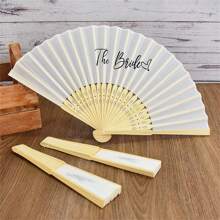 1/5pcs Bride Bridesmaid Hand Fan DIY Blank White Paper Bamboo Folding Fan Outdoor Wedding Party Souvenir Gift Foldable Bamboo Hand Fan Bridal Shower Decor Proposal Gifts