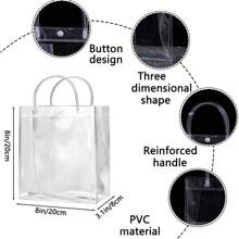 25 Pack 8"X3.1"X8" Clear Gift Bags, Square Transparent Gift Bags With Handles, Waterproof PVC Shopping Bags For Perfume, Bakery, Presents, Birthday Party Favor - Clear - View 7
