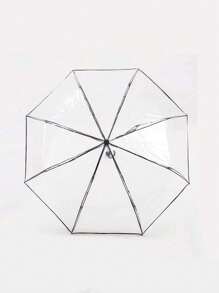 1pc Transparent Folding Umbrella, Self-Open/Close, Plastic, Cute, Thick, Suitable For Students Summer Cooling,Beach,Travel
