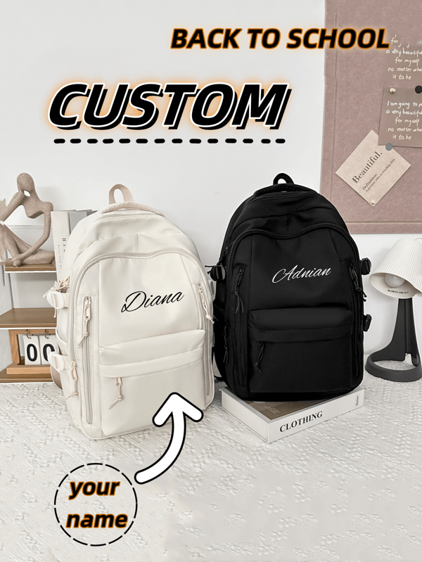 Customized Package With Personalized Name Or Holiday Message. Customize Your Own Backpack. The New Back-To-School Backpack Is Casual, Simple And Versatile For Boys Girls. Nylon Zipper-Closed Multi-Compartment Multi-Functional Storage,Letter,Ornamental,Exquisite,Stylish,Modern,Casual,Custom,Personalised,Unique,Customized,Baby Gifts,Ideal Gifts For Him,Ideal Gifts For Her,Son,Daughter