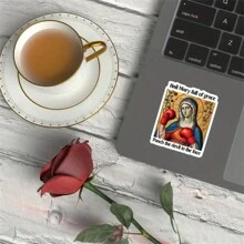 1 件 3 英寸趣味“万福玛利亚充满恩典，打魔鬼的脸”幽默拳击圣母玛利亚可移除户外防水乙烯基创意礼物贴纸适用于任何光滑表面笔记本电脑平板电脑手机壳笔记本备忘录书桌学校用品宿舍墙壁水瓶玻璃杯冰箱贴花文具盒拉杆包镜子边框行李箱滑板工具箱办公桌文件夹 Kindle - 彩色 - 查看 3