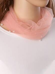1pc Faux Pearl Decor Multi-Functional Neck Scarf (Faux Pearl Placement Is Random) Valentines