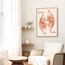 1 pezzo cartellone vintage divertente con tigre senza cornice, opera d'arte stile estetico dopamina, decorazione di , stampa su tela vintage minimalista, per camera da letto, appartamento, soggiorno, sala da pranzo, decorazione moderna per la casa