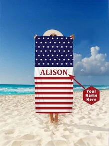 Serviette de plage personnalisée avec un nom - Ultra douce, microfibre à séchage rapide pour la plage, le yoga, le bronzage et les sports - Personnalisée avec votre nom. Cadeau de la Saint-Valentin pour femme, anniversaire, petit(e) ami(e), vacances d'été, décoration de salle de bain