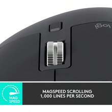 MX Master 3S - Wireless Performance Mouse With Ultra-Fast Scrolling Ergonomic 8K DPI Glass Tracking Silent Clicks USB-C Bluetooth Windows Linux Come - Dark Gray - Graphite1 - View 4