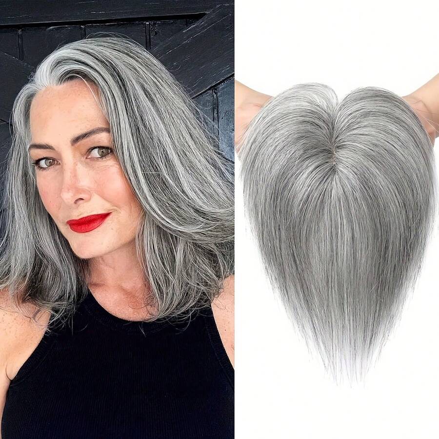Human Hair Toppers For Women, 10 Inch Clip In Bangs 100% Human Hair Toppersfor Thinning Hair, 360° 3D Cover HairTopper Hair Extensions Hair Pieces With180% Density