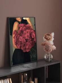 3 Pieces African American Art Posters Pink Lip Hanging Paintings Red Rose Poster Gold Jewelry Wall Picture Vintage Wall Arts Living Room Wall Decor Valentines Day Gift Optional Frame