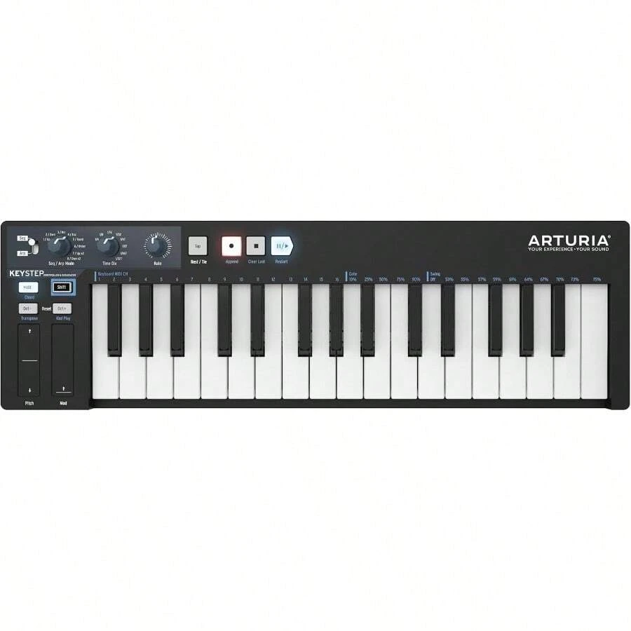 Arturia - Keystep - Portable MIDI Controller Sequencer And Arpeggiator - 32 Slimkeys 8-Memory Polyphonic Step Sequencer 8-Mode Arpeggiator CV-Compatible - Black - Black1 - View 1
