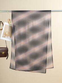 1pc Spring/Summer New Gradient Color Twill Wire Wrinkled Scarf, Muslim Women's Personalized Versatile Headscarf, Daily Travel, Beach Sunscreen Shawl, And Holiday Gifts