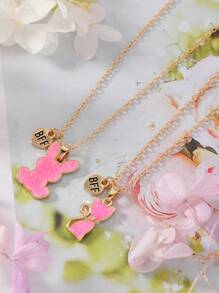 2 件儿童最佳朋友项链套装，搭配不同形状，适合姐妹、女朋友、女学生，可爱俏皮，儿童卡通珠宝配饰，送给女儿或朋友的礼物，角色扮演，日常佩戴 - 彩色 - 查看 9