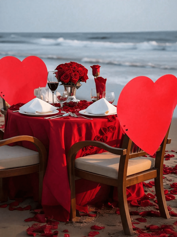 2 stuks rode oversized hartvormige stoelhoezen, Valentijnsdag vilten stoelhoezen hartvormige stoffen tassen, Valentijnsdag stoelrughoezen, decoratieve rode vilten hart afneembare eetkamerstoelhoezen, Valentijnsdag decoratiebenodigdheden grote hart locatie-indeling rekwisieten, geschikt voor woonkamer bruiloften