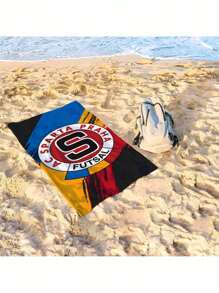1 条斯巴达布拉格足球俱乐部图案超细纤维沙滩巾，轻盈吸水，非常适合海滩、泳池、露营和旅行，极致舒适 - 彩色 - 查看 6