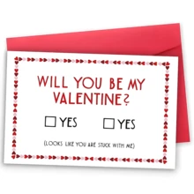 1Pc Charming "Will You Be My Valentine?" Greeting Card - Perfect For Anniversaries And Special Occasions, Unique Love Note In Heart Shape Design, Anniversary Card - Multicolor - View 3