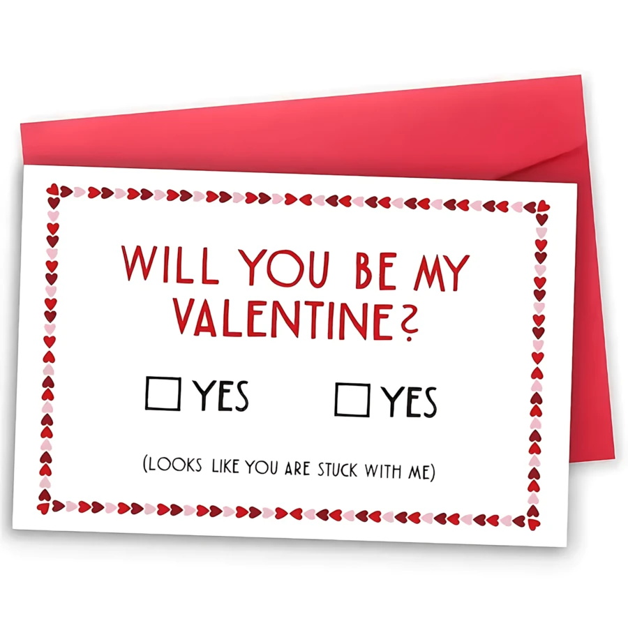 1 Pieza de Tarjeta de felicitación encantadora "¿Quieres ser mi Valentín?" - Perfecta para aniversarios y ocasiones especiales, nota de amor única con diseño en forma de corazón, tarjeta de aniversario - Multicolor - Ver 1