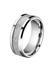 Personalized Custom Name Ring,Personalized Custom Name Fashion Silk Pattern Ring,Custom Engraving Name Text On The Inside Stainless Steel Men's Temperament Stainless Steel Custom Ring Silvery Black Metal Finger Ring,Valentine's Day Gift,Father's Day Gift Birthday Gift,Christmas Gifts - Silver - View 8