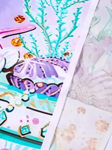 1pc Mermaid Tail Decorative Background Cloth, Modern Vinyl Beauty Backdrop Banner For Birthday Wedding Party - Multicolor - View 5