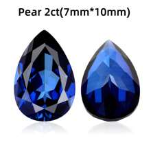 One 100% Lab Grown Sapphire Pear Cut Gemstone For Charms Advanced Jewelry Making Materials DIY - Blue - View 8