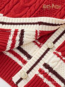 Balabala Young Girl Tween Girls' Knit Cardigan, Sweet Spring Long Sleeve Red Cardigans - Red - View 6