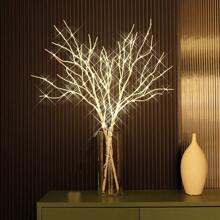 1pc 50 LED Copper Wire Birch Branch Lights, Fake Tree Branch Lights, Creative Tree Branch Decoration Suitable For House, Bedroom, Fireplace, Indoor Decor, Desk Decor, Decorative Lights, Christmas Decoration, Battery Powered, Batteries Not Included