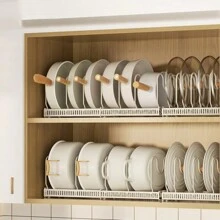 A Retractable Pot Rack With 13 Card Slots For Kitchen Storage, Capable Of Storing Pot Lids, Frying Pans, Dishes, Built-In Cabinet Pot Racks Under The Sink, Adjustable Pot Lid Storage Racks, Kitchen Accessories, Local Warehouse - 白色 - 查看 8