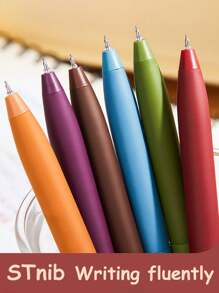 6pcs/Box Customized Text/Logo Color Ink Ballpoint Pens, Colorful Ink Pens For Note-Taking, Students, Diaries, High-Quality Candy Macaron Colors, Back To School/Friend Gifts