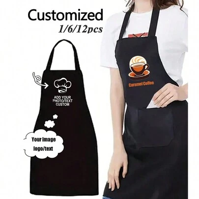 1pc Customized Apron, Suitable For Dad, Father, Men, Women, Can Customize Name, Logo, Chef Cooking Kitchen Apron, Personalized Waterproof Kitchen Apron, Can Customize Logo, Image, Name, Chef Cooking Apron, Perfect For Father's Day, Valentine's Day, Mother's Day, Birthday, Anniversary, Graduation, Wedding And Other Occasions