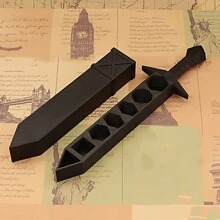 7 pièces Set de dés avec boîte de rangement en forme d'épée imprimée en 3D pour jeux de rôle sur table Donjons et Dragons, TTRPG ou autres jeux de plateau | Épée de dés unique pour la soirée de jeu estivale (bleu et violet), cadeaux pour hommes