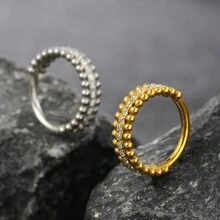 1PC 316L Stainless Steel Nose Ring Round Hinged Segment Hoop Zirconia Ear Cartilage Tragus Piercing Septum Clickers Body Jewelry - Multicolor - View 11